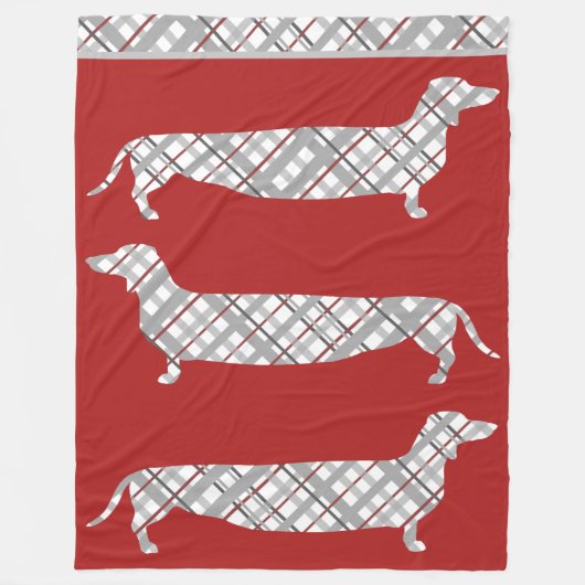Pset Dachshunds on Red Fleece Deken (Voorkant)