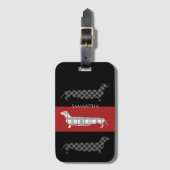 Pset Dachshunds on Striped Personalized Bagagelabel (Voorkant (verticaal))
