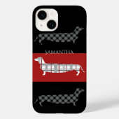 Pset Dachshunds on Striped Personalized Case-Mate iPhone Case (Achterkant)