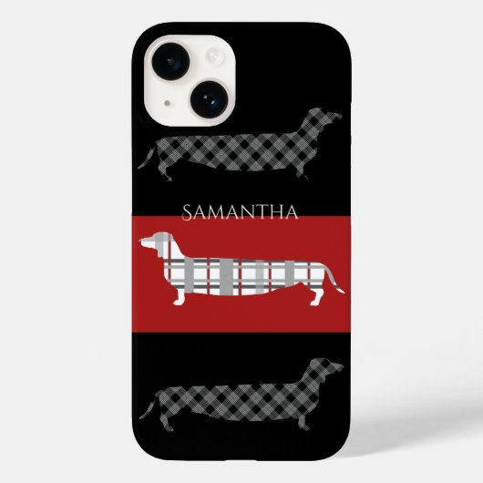 Pset Dachshunds on Striped Personalized Case-Mate iPhone Case (Achterkant)