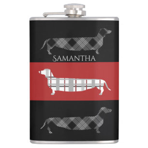 Pset Dachshunds on Striped Personalized Heupfles