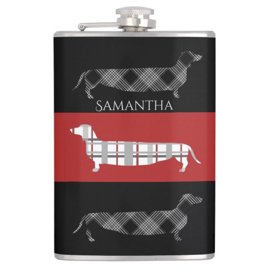 Pset Dachshunds on Striped Personalized Heupfles (Voorkant)