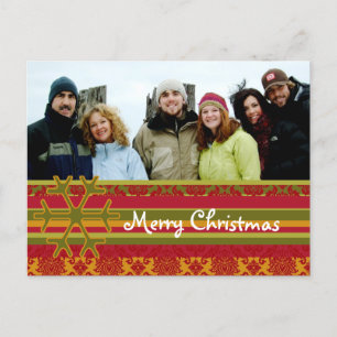 Pset Damask Merry-Briefkaart voor kerstmis Feestdagenkaart