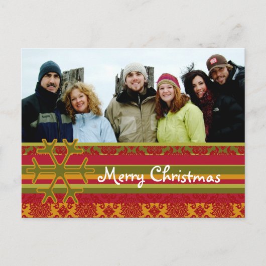 Pset Damask Merry-Briefkaart voor kerstmis Feestdagenkaart (Voorkant)