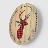 Pset Deer Head met Antlers op Faux Wood Grote Klok (Hoek)
