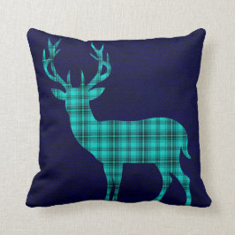 Pset Deer Silhouette op Burlap | blauwgroen marine Kussen