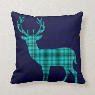 Pset Deer Silhouette op Burlap blauwgroen marine Kussen