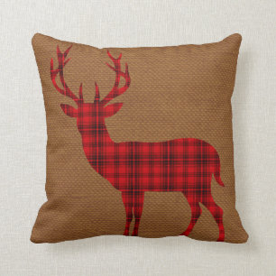 Pset Deer Silhouette op Burlap rode bruine Kussen