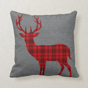 Pset Deer Silhouette op Burlap rood Kussen