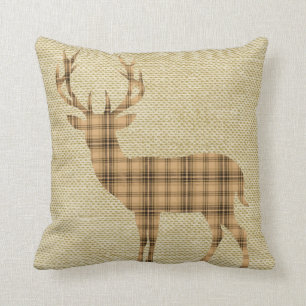 Pset Deer Silhouette op Burlap tan beige Kussen