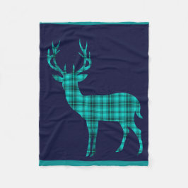 Pset Deer Stag Silhouette | blauwgroen blauw Fleece Deken