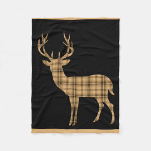 Pset Deer Stag Silhouette zwarte roombruin Fleece Deken