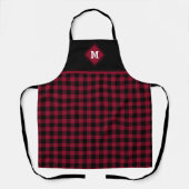 Pset Diamond Initiaal Crimson Red en Black Apron Schort (Voorkant)
