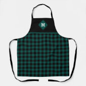 Pset Diamond Initiaal Emerald Green + Black Apron Schort (Voorkant)