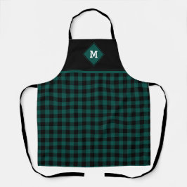Pset Diamond Initiaal Emerald Green + Black Apron Schort