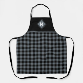 Pset Diamond Initiaal Grey + Black Apron Schort