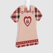 Pset Dress Heart Pinafore Figurine Gepersonaliseer Ornament (voorkant)