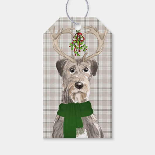 Pset en Irish Wolfhound Hondenliefhebber Kerstmis Cadeaulabel (Voorkant)
