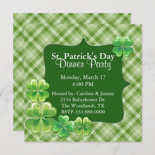 Pset en Shamrocks St. Patrick's Day Invitation Kaart (Voorkant / Achterkant)