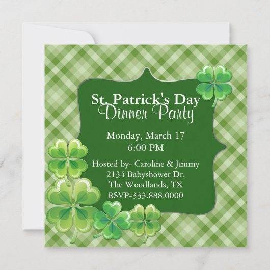 Pset en Shamrocks St. Patrick's Day Invitation Kaart (Voorkant)
