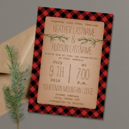 Pset + Evergreen Branches Wedding Invite Kaart