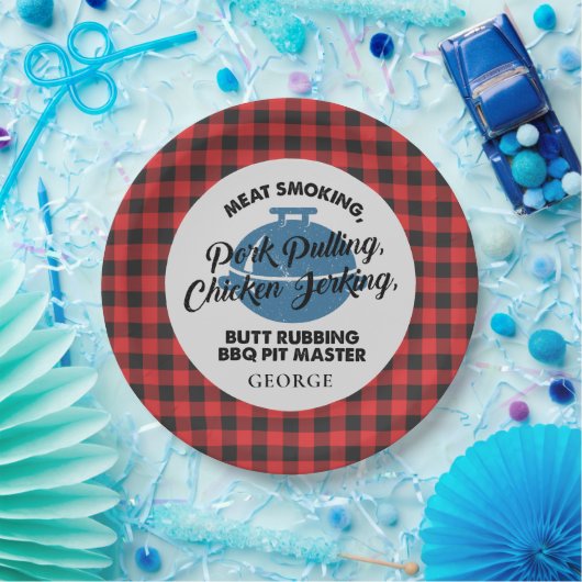 Pset Fathers Day Rustic BBQ Dad Personalized Papieren Bordje (Feest)