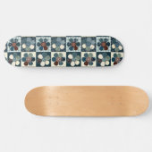 Pset Floral Gingham Patch Style Editable Persoonlijk Skateboard (Horizontaal)