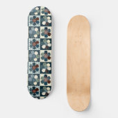 Pset Floral Gingham Patch Style Editable Persoonlijk Skateboard (Voorkant)