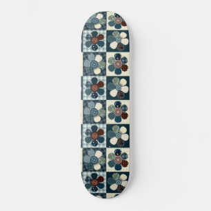 Pset Floral Gingham Patch Style Editable Persoonlijk Skateboard
