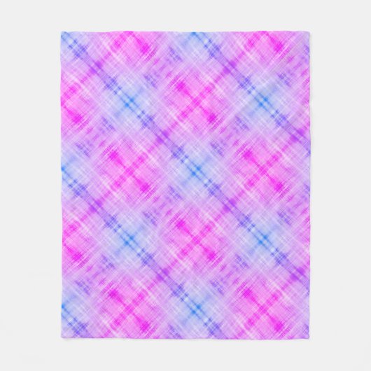 Pset Fuschia Blue Boho Fleece Deken (Voorkant)