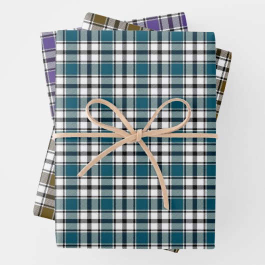 Pset Gift Wrap in Blauwgroen, bruine en Paarse HAM Inpakpapier Vel (In situ)