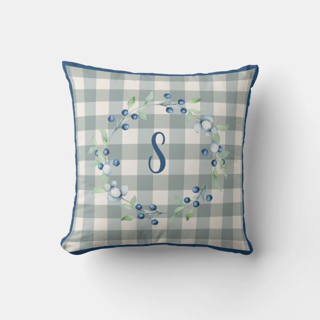 Pset Gingham Country Farmhouse Monogram Kussen (Voorkant)