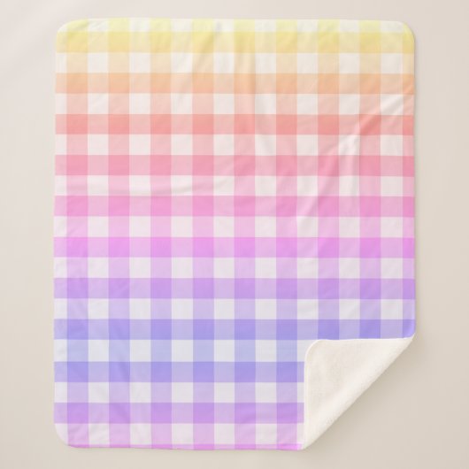 Pset Gingham Land Pink Paars Modern Simple Sherpa Deken (Voorkant)