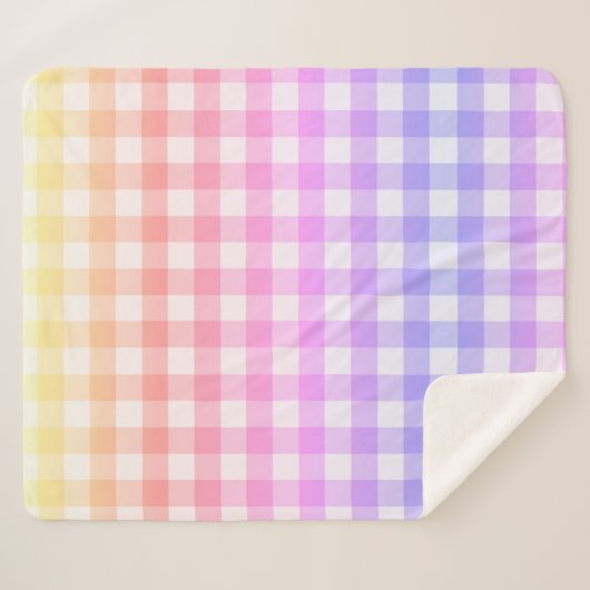 Pset Gingham Land Pink Paars Modern Simple Sherpa Deken (Voorkant (horizontaal))