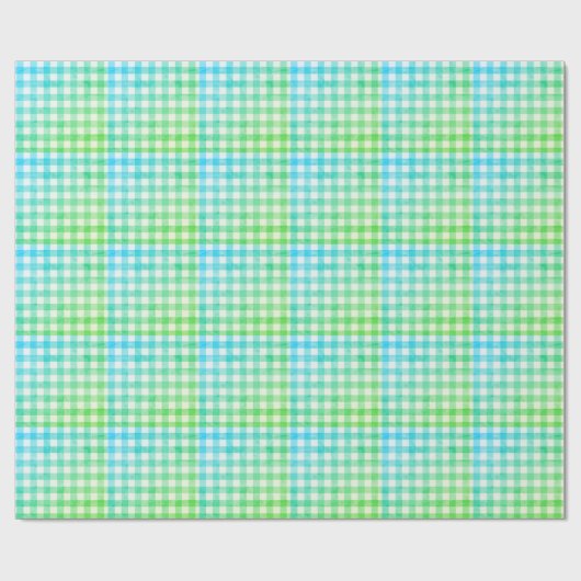 Pset Gingham Lime Green Blue Modern Simple Check Cadeaupapier (Vlak)