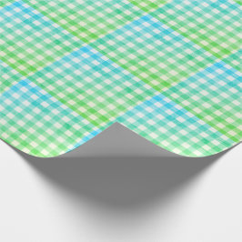 Pset Gingham Lime Green Blue Modern Simple Check Cadeaupapier