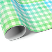Pset Gingham Lime Green Blue Modern Simple Check Cadeaupapier (Rol Hoek)