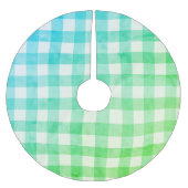 Pset Gingham Lime Green Blue Modern Simple Check Kerstboom Rok (Voorkant)