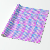 Pset Gingham Pink Blue Modern Simple Check Cadeaupapier (Uitgerold)