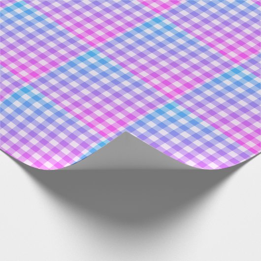 Pset Gingham Pink Blue Modern Simple Check Cadeaupapier (Hoek)