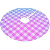 Pset Gingham Pink Blue Modern Simple Check Kerstboom Rok (Gekanteld)