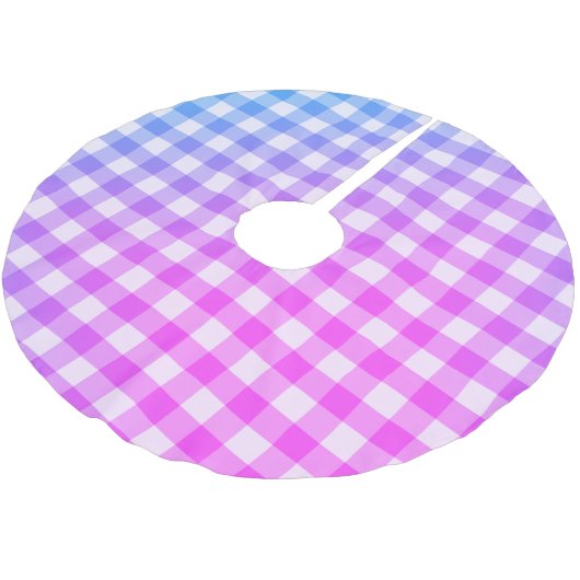 Pset Gingham Pink Blue Modern Simple Check Kerstboom Rok (Gekanteld)