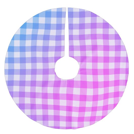 Pset Gingham Pink Blue Modern Simple Check Kerstboom Rok (Voorkant)