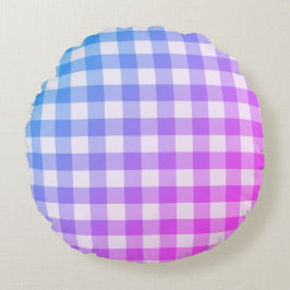 Pset Gingham Pink Blue Modern Simple Check Rond Kussen