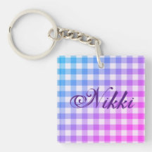 Pset Gingham Pink Blue Modern Simple Paars Name
