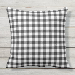 Pset Gingham Rustic White Black Check Birthday Buitenkussen