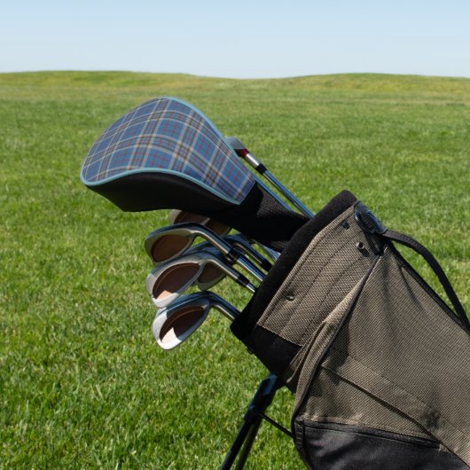 Pset Grey Blue Check Tartan Rustic Golfheadcover (Insitu)