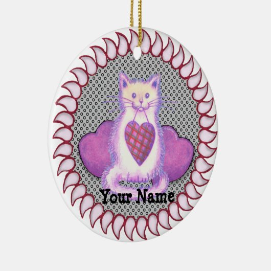 Pset Heart Cat Keramisch Ornament (Rechts)