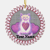 Pset Heart Cat Keramisch Ornament (Voorkant)