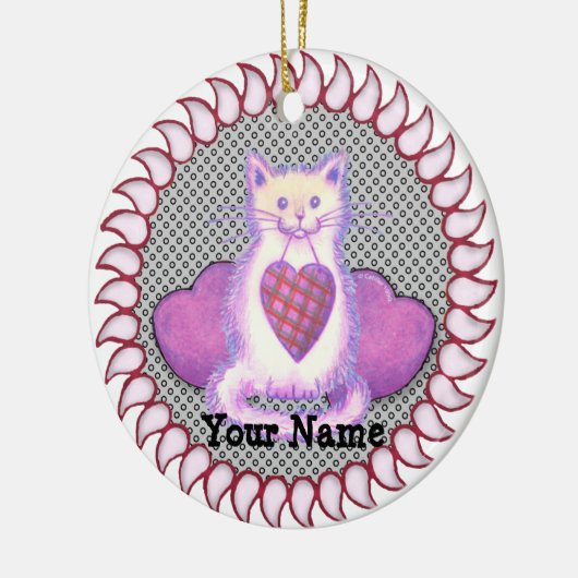 Pset Heart Cat Keramisch Ornament (Links)
